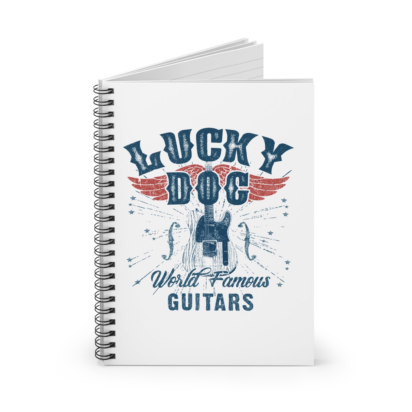 Lucky Dog Custom Guitars - 118 Page Spiral notebook - Great for songwriting, gigs, or anything else. Approximate 8" by 5" medium size