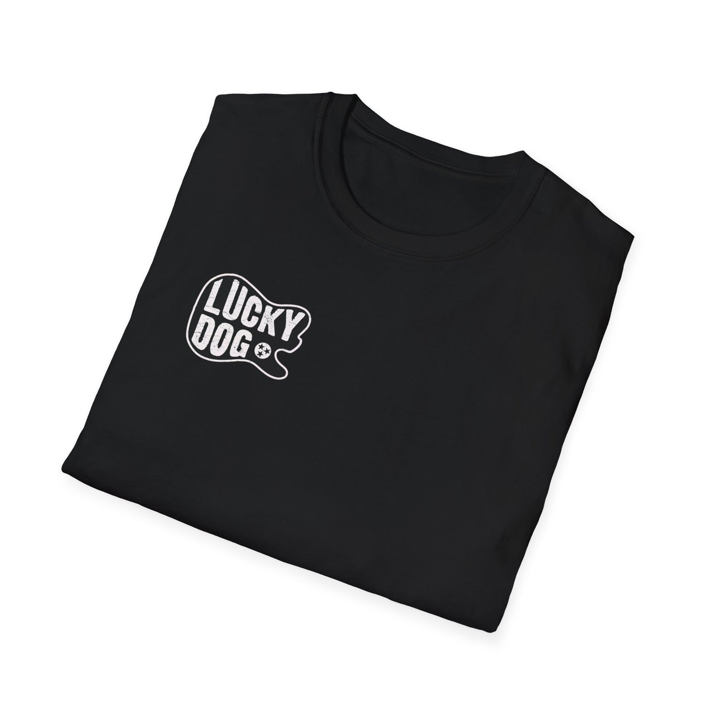 Canada BUYERS ONLY- Lucky Dog Guitars T-shirt Tennessee Mountains Custom Band Concert Hiking Nature BigFoot Big Foot Camping Ford Chevy