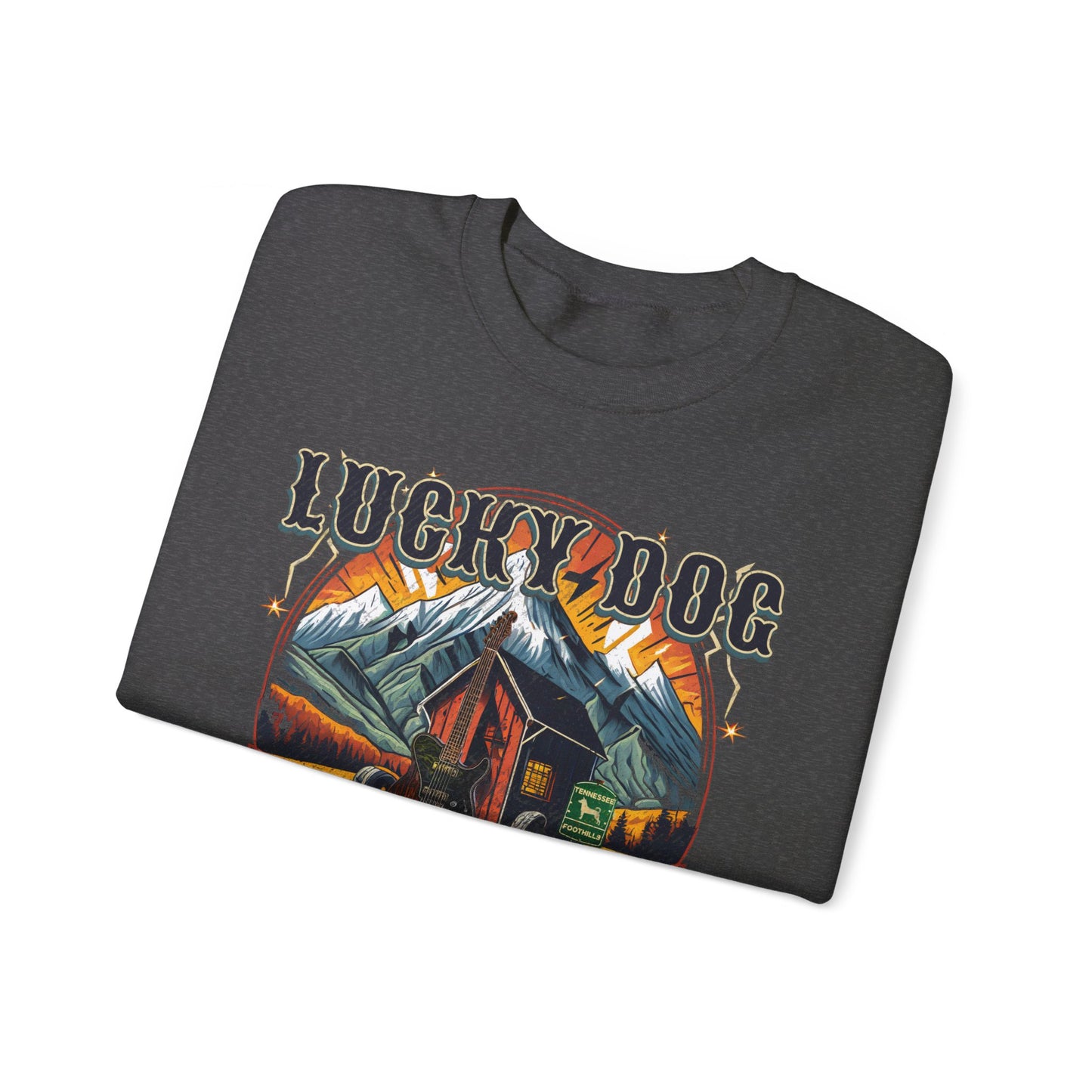 Lucky Dog Guitars Dog Sweatshirt "World Tour 2024" - Heavy blend crewneck. Tennessee America Guitar Company Country Music USA
