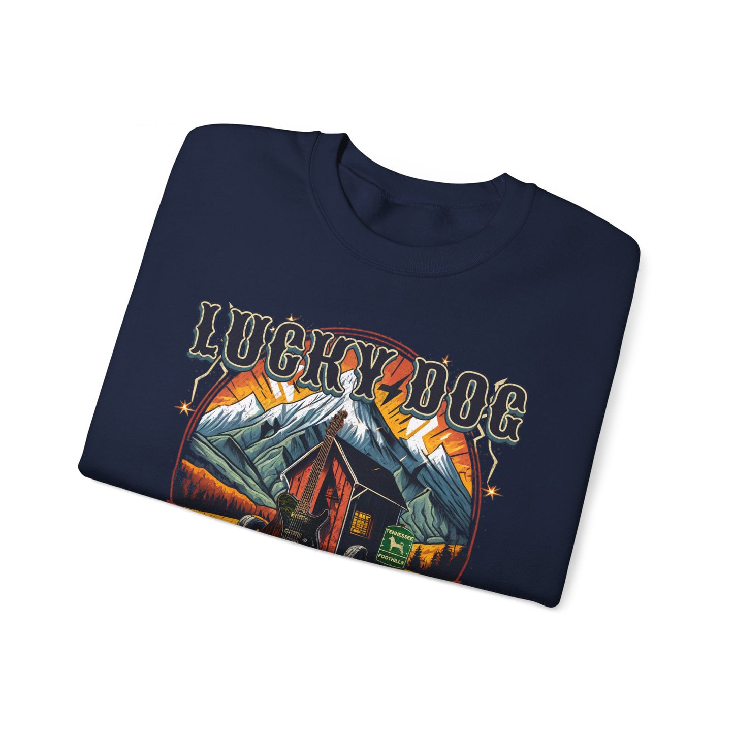 Lucky Dog Guitars Dog Sweatshirt "World Tour 2024" - Heavy blend crewneck. Tennessee America Guitar Company Country Music USA