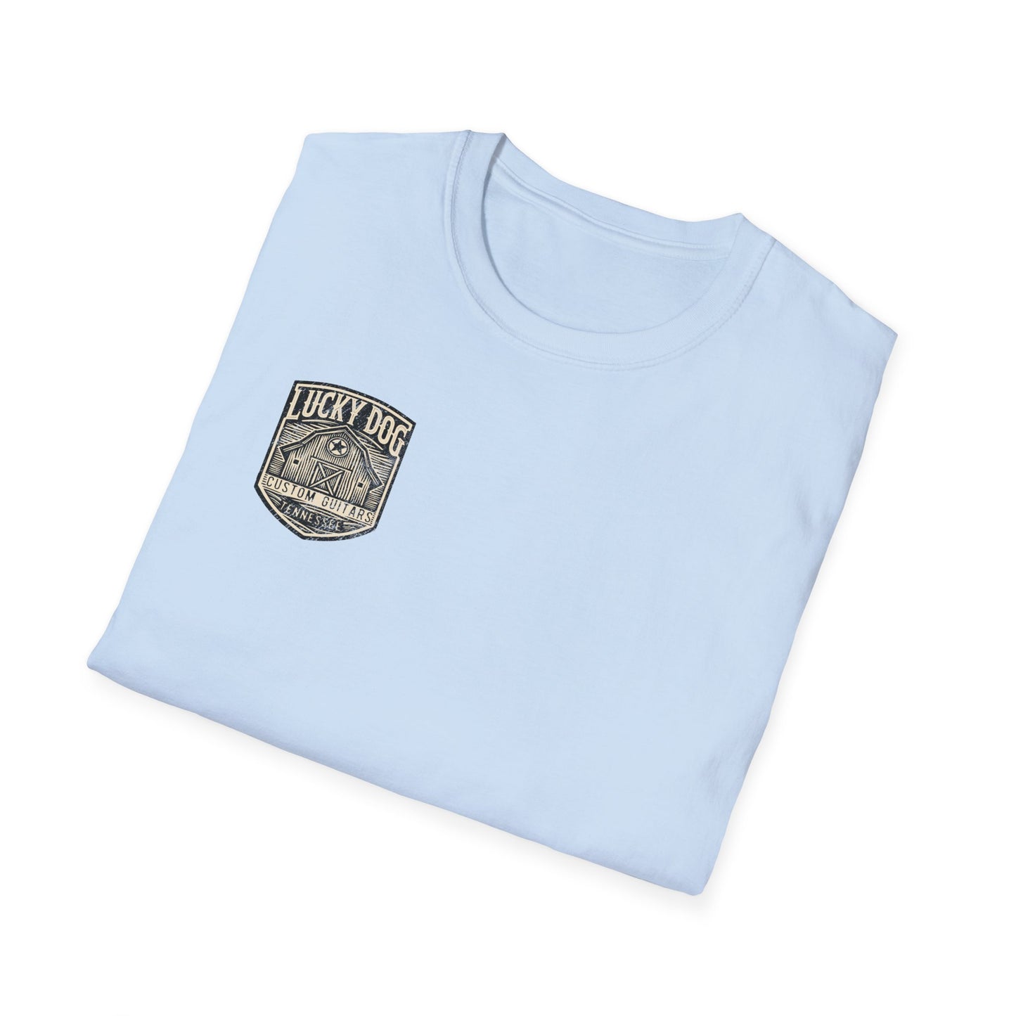 Canada buyers only-Lucky Dog Guitars "Barn Built" Tennessee T-shirt Mountain Hollow moon outdoors vintage Ford pickup truck custom guitar