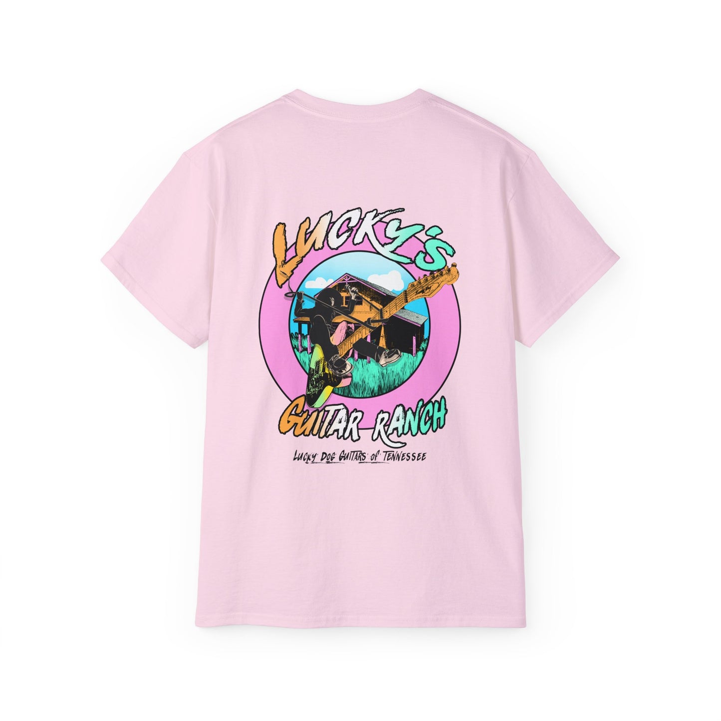 Lucky Dog Guitar Ranch Surf Rodeo Shirt Retro 80's Buckin' Bronco Guitars Beach Country Music Vintage USA