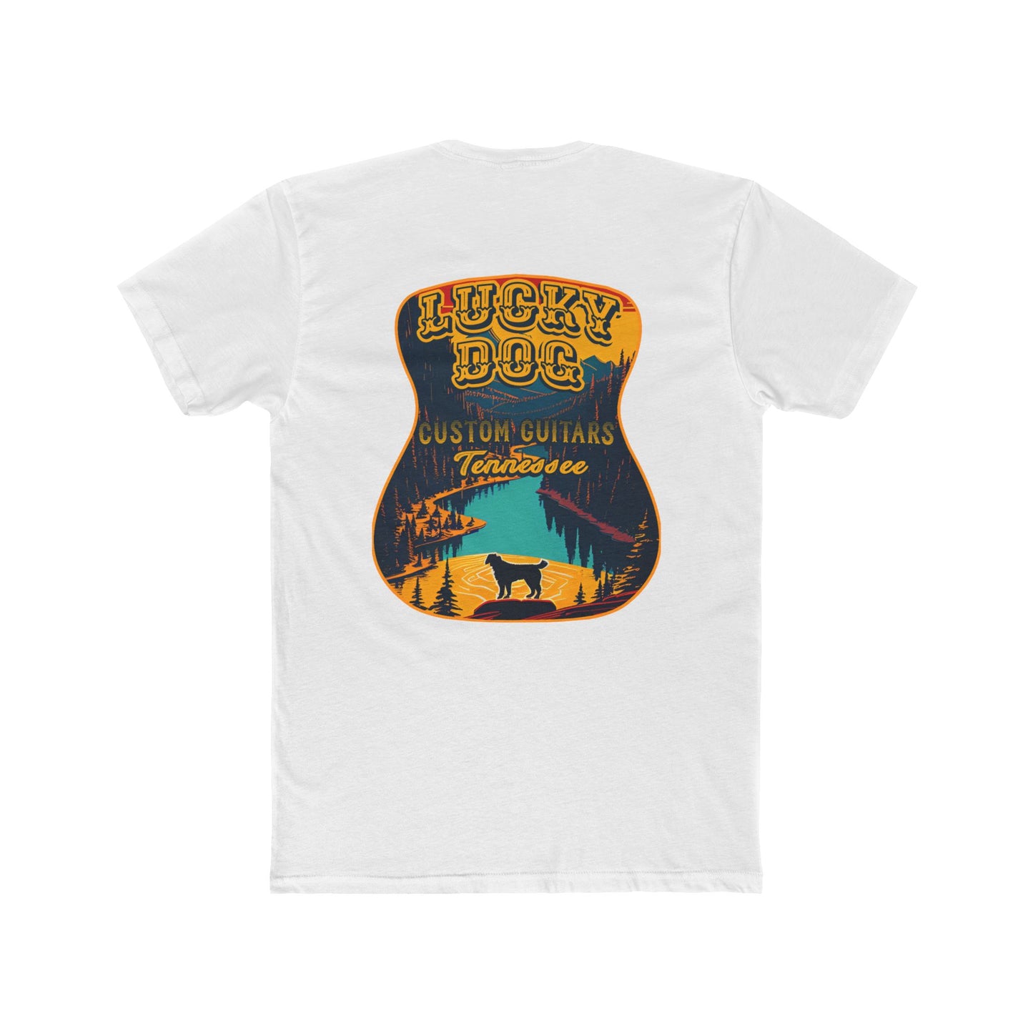 Lucky Dog Guitars T-shirt Tennessee Mountains Custom Band Concert Hiking Nature BigFoot Big Foot Camping Ford Chevy USA
