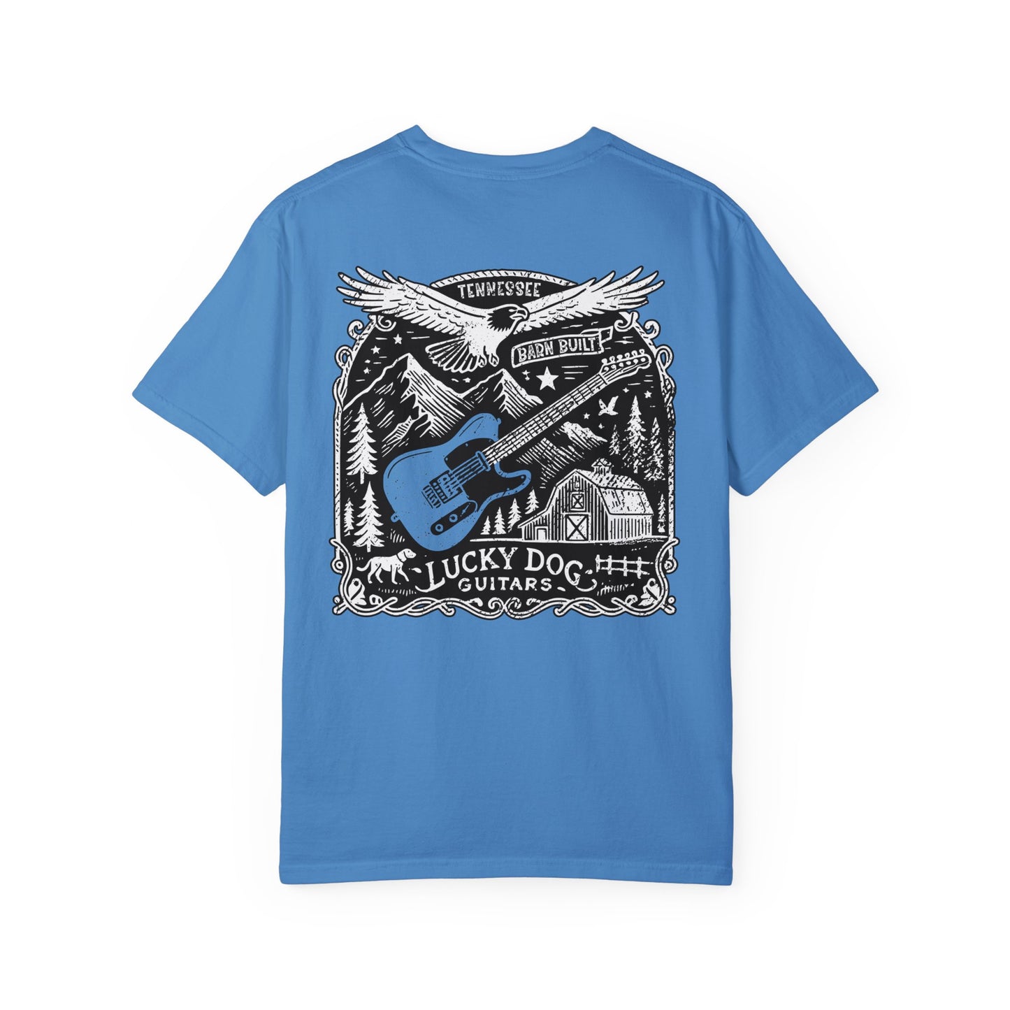 Lucky Dog 2024 Premium Comfort Colors Barn Built Eagle Tee Mountain Hollow Guitars Barn Honky Tonk T-shirt Tennessee USA