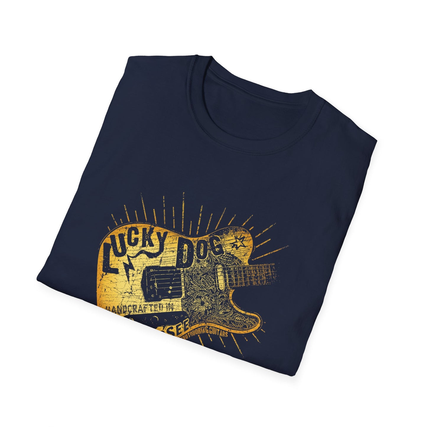 Canada Buyers ONLY- Lucky Dog Guitars T-shirt Butterscotch Blonde Red Keef Keith Richards Vintage Hotrod Country Outlaw Nashville Tennessee