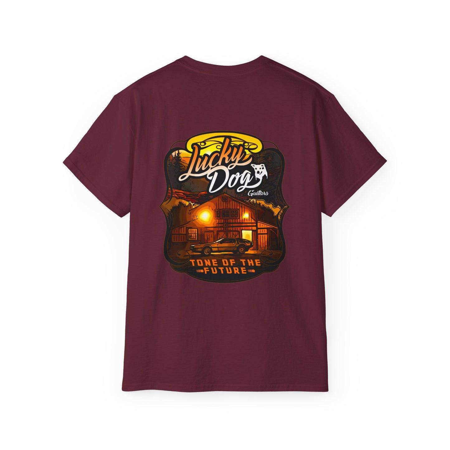 Lucky Dog Guitars Tone of The Future Rock-n-Roll T-shirt Delorean Guitar Vintage Back To Country Outlaw Nashville TN Tennessee Mcfly USA