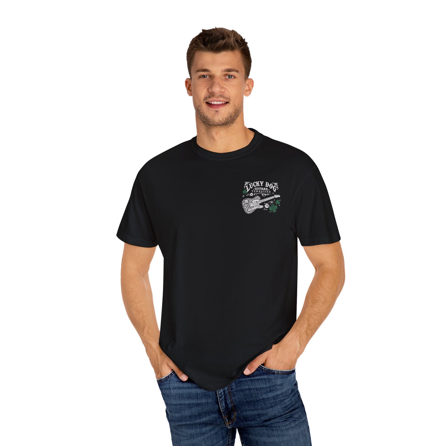 Back Print - Lucky Dog 2024 Premium Comfort Colors ShamRocker Tee The Gospel Of Tone Guitars Barn Honky Tonk Tennessee USA T-Shirt