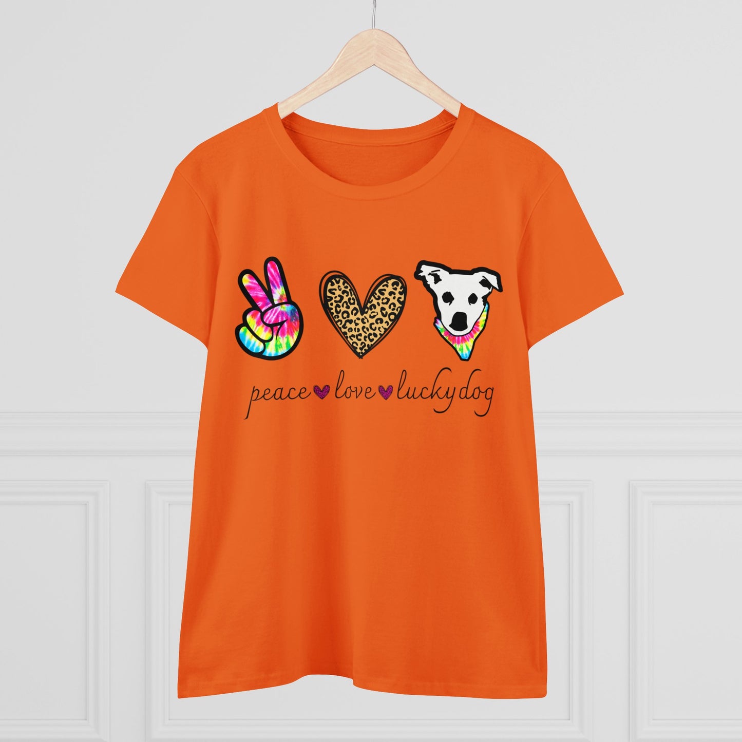 Lucky Dog Guitars - Ladies T - Peace Love & Lucky Dog - Girls Womens Cut Semi-Fitted T-shirt Tee USA