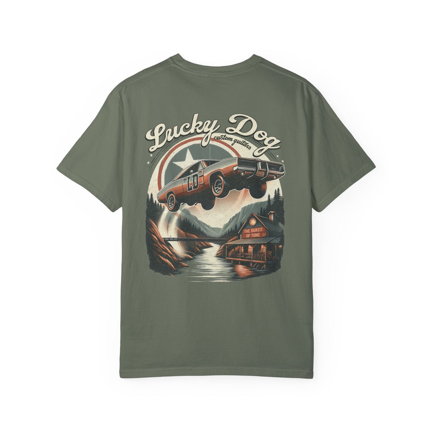 Lucky Dog 2024 Premium Comfort Colors Duke Boys Parody Tee Mountain Hollow Guitars Barn Honky Tonk T-shirt Tennessee Hazzard USA