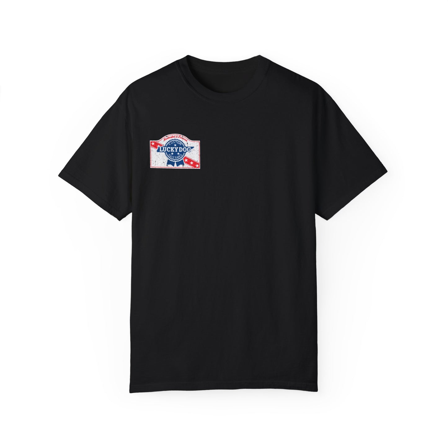 Lucky Dog 2024 Premium Comfort Colors Blue Ribbon Grin Stars Stripes Guitars Rockabilly Honky Tonk T-shirt Tennessee USA