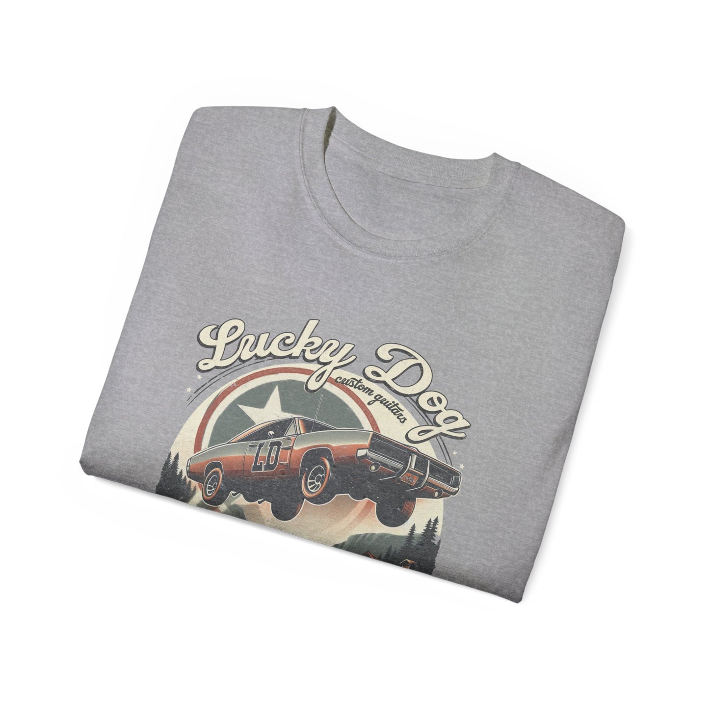 Lucky Dog Guitars - Dukes of Tone - Country music Tennessee T-shirt Mountain Charger vintage General Lee truck guitar hotrod Waylon USA