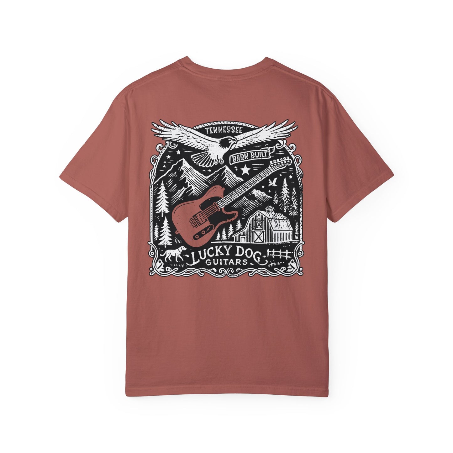 Lucky Dog 2024 Premium Comfort Colors Barn Built Eagle Tee Mountain Hollow Guitars Barn Honky Tonk T-shirt Tennessee USA