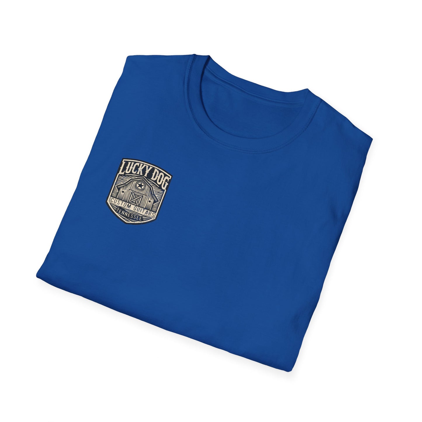 Canada buyers only-Lucky Dog Guitars "Barn Built" Tennessee T-shirt Mountain Hollow moon outdoors vintage Ford pickup truck custom guitar