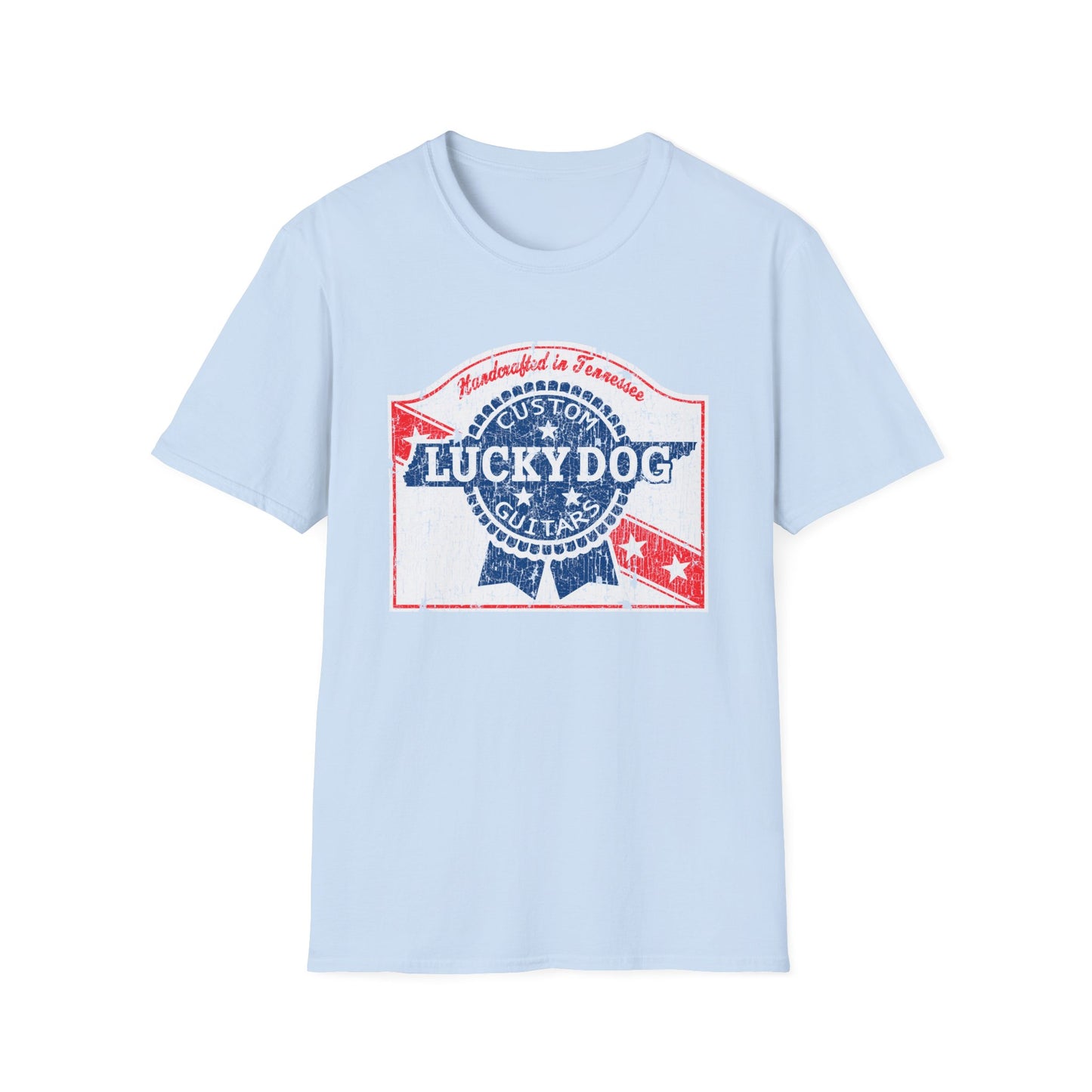 Canada Buyers ONLY- Lucky Dog Guitars T-shirt Retro Vintage T-shirt Country Music Outlaw USA stars Country Music Outlaw Biker Guitar