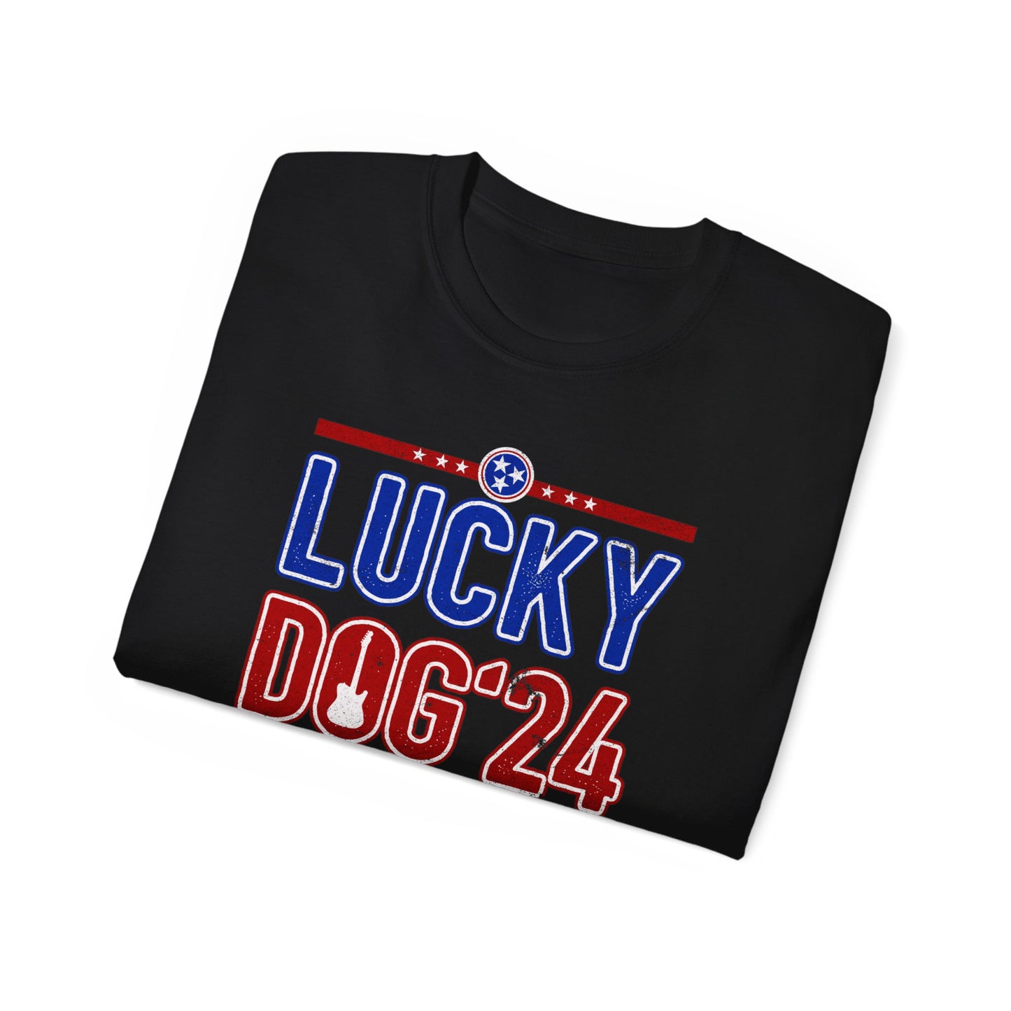 Lucky Dog Guitars 2024 (front) Twang You Can Believe In T-shirt Tennessee Custom Band Country Music Nature Election Big Foot Bluegrass USA