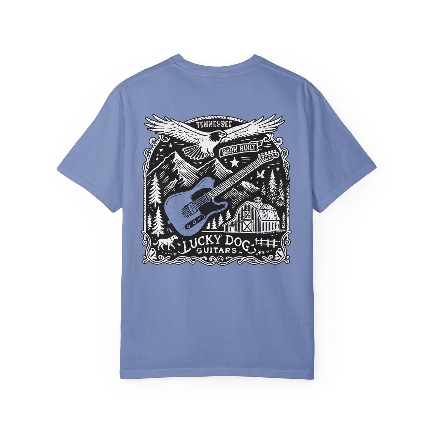 Lucky Dog 2024 Premium Comfort Colors Barn Built Eagle Tee Mountain Hollow Guitars Barn Honky Tonk T-shirt Tennessee USA