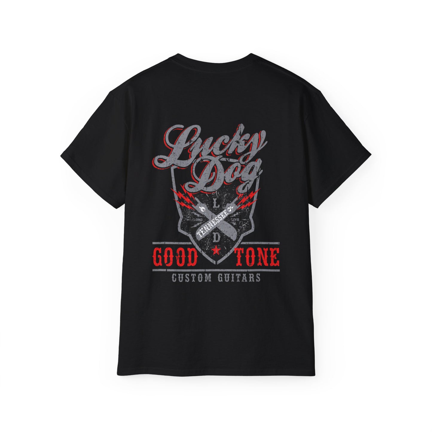 Lucky Dog Guitar Good Tone (BACK PRINT) Shirt Retro 80's Guitars Biker Outlaw Rockabilly Country Music Vintage USA