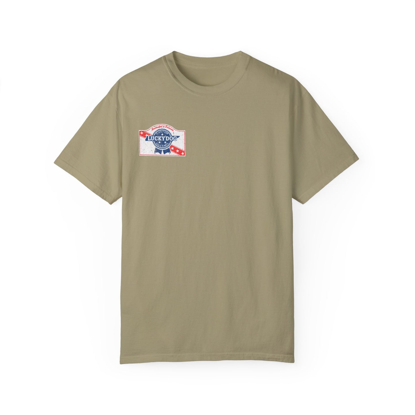 Lucky Dog 2024 Premium Comfort Colors Blue Ribbon Grin Stars Stripes Guitars Rockabilly Honky Tonk T-shirt Tennessee USA