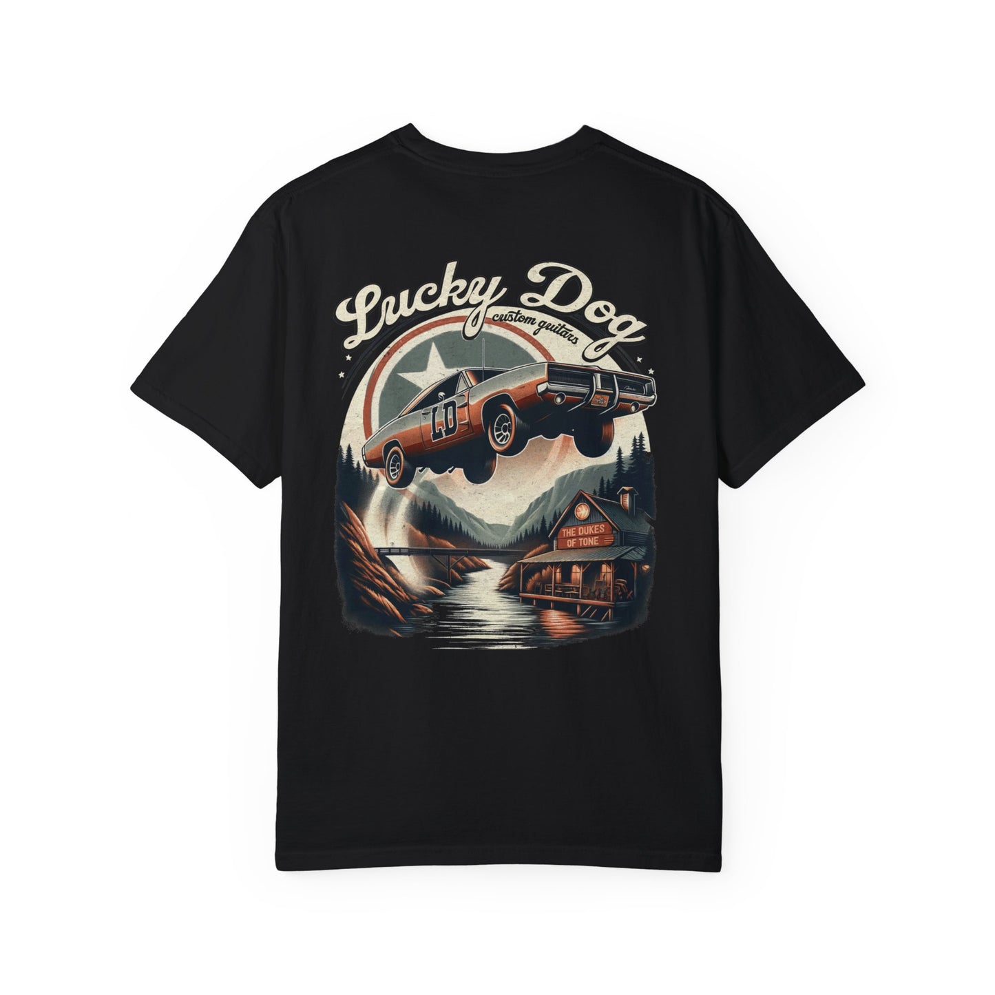 Lucky Dog 2024 Premium Comfort Colors Duke Boys Parody Tee Mountain Hollow Guitars Barn Honky Tonk T-shirt Tennessee Hazzard USA