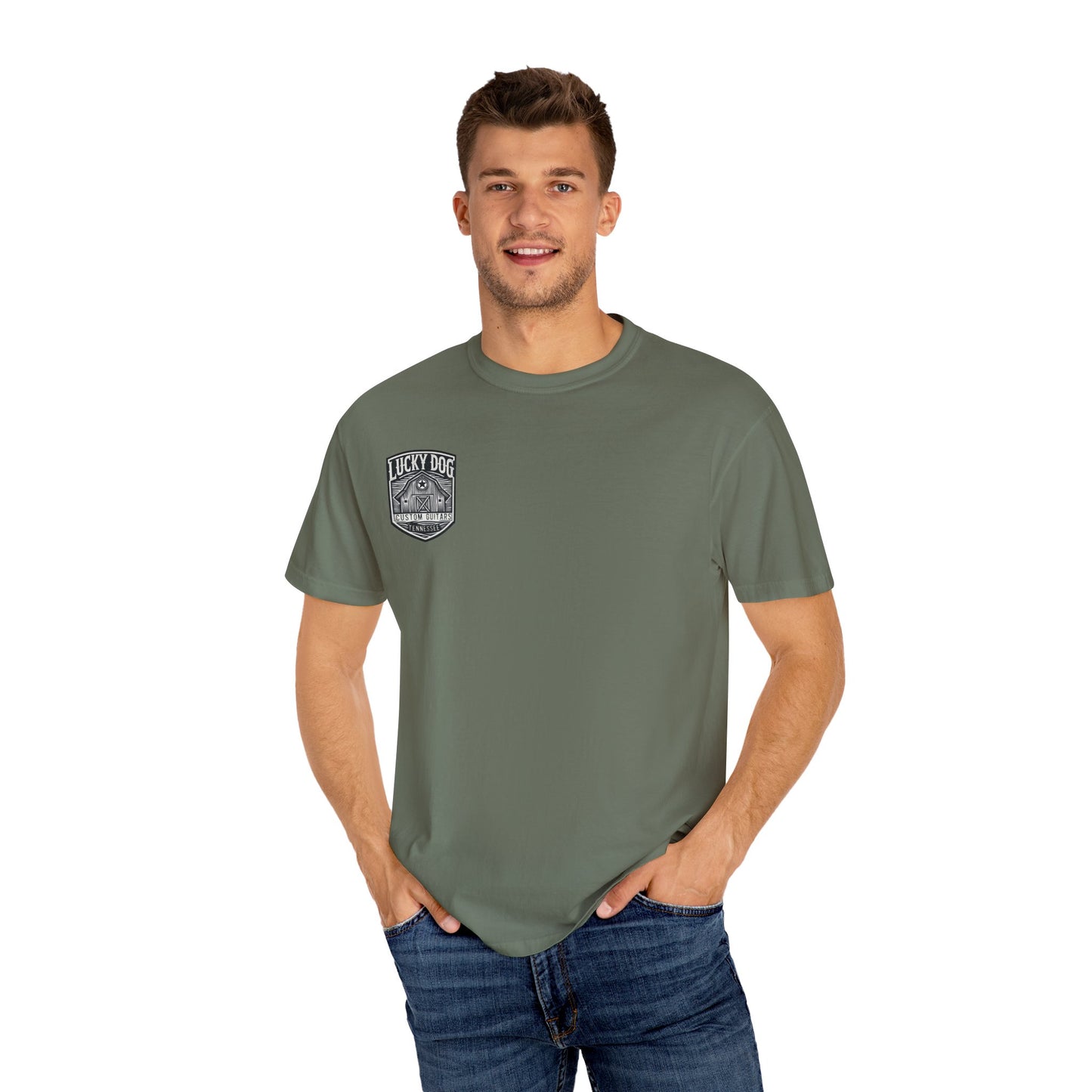 Lucky Dog 2024 Premium Comfort Colors Barn Built Eagle Tee Mountain Hollow Guitars Barn Honky Tonk T-shirt Tennessee USA