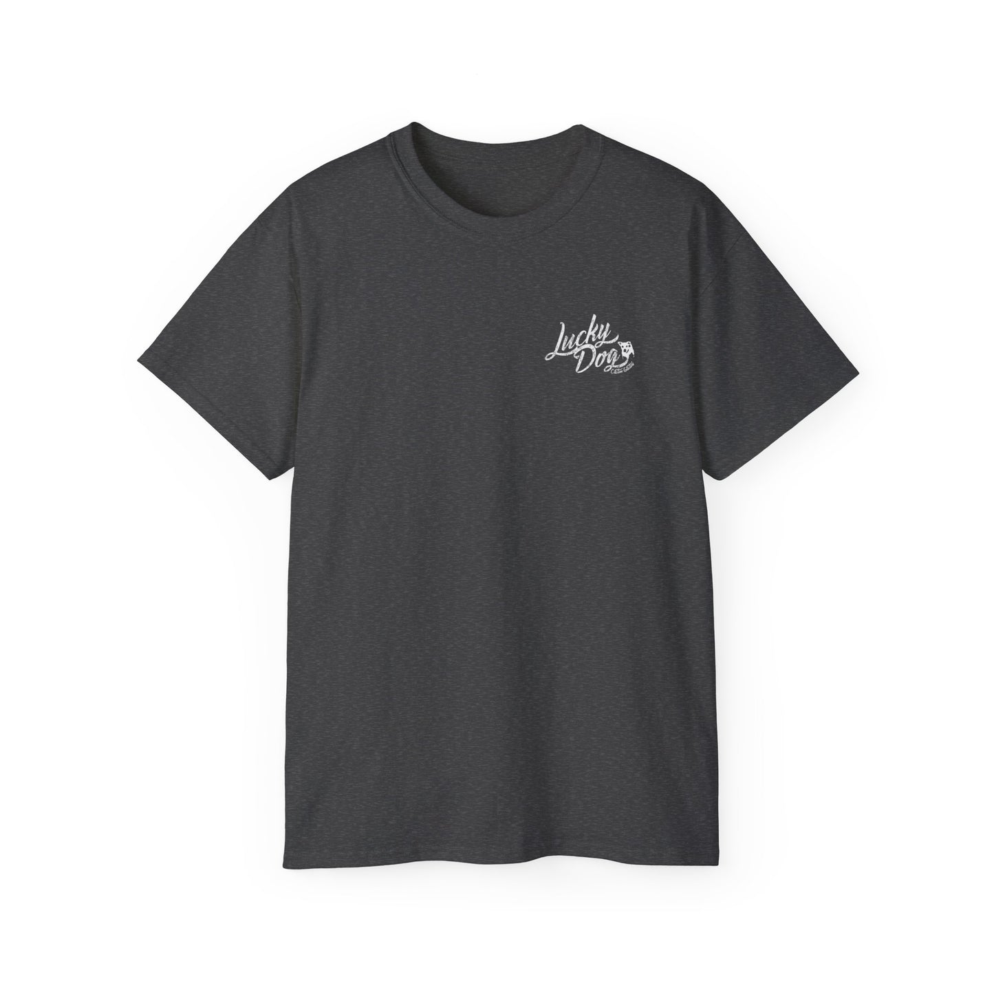Lucky Dog 2020 (BACK PRINT) Foothills Mountain Man Guitars Retro T-shirt Custom Guitar Tennessee USA