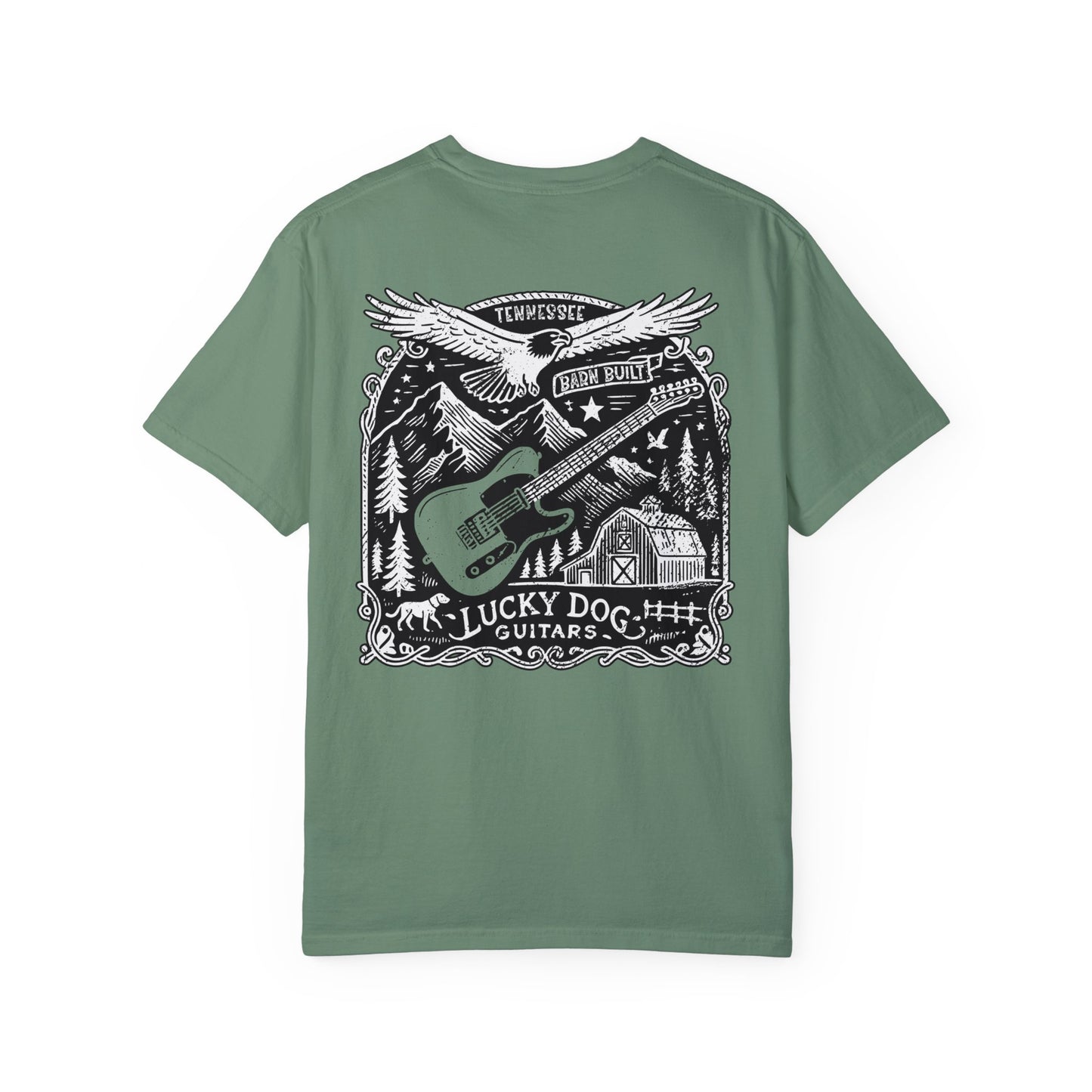 Lucky Dog 2024 Premium Comfort Colors Barn Built Eagle Tee Mountain Hollow Guitars Barn Honky Tonk T-shirt Tennessee USA