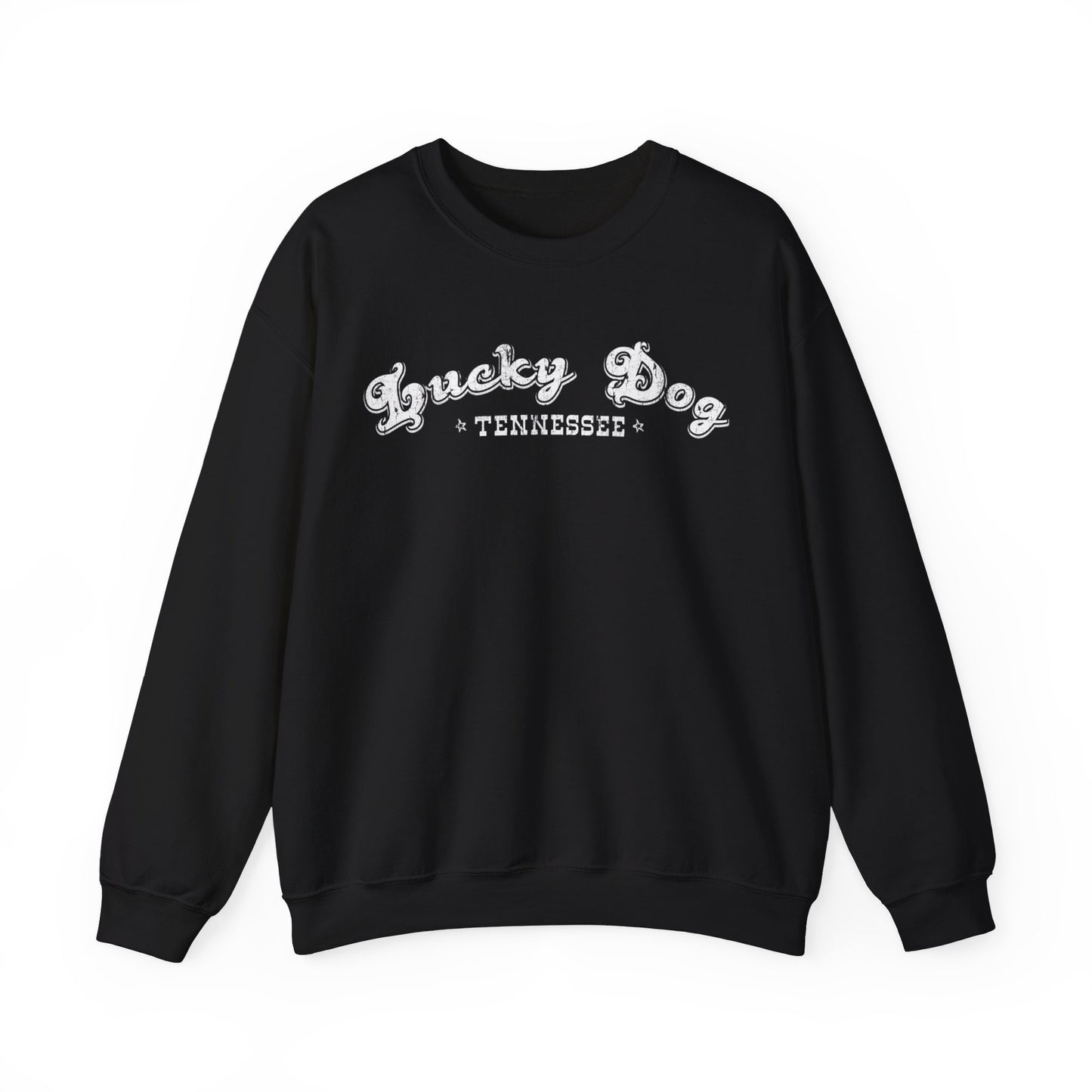 Lucky Dog Guitars Retro Logo Sweatshirt - Heavy blend crewneck. Tennessee America Guitar Company Country Music USA