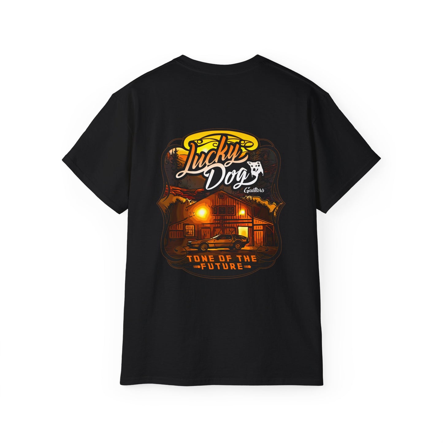 Lucky Dog Guitars Tone of The Future Rock-n-Roll T-shirt Delorean Guitar Vintage Back To Country Outlaw Nashville TN Tennessee Mcfly USA