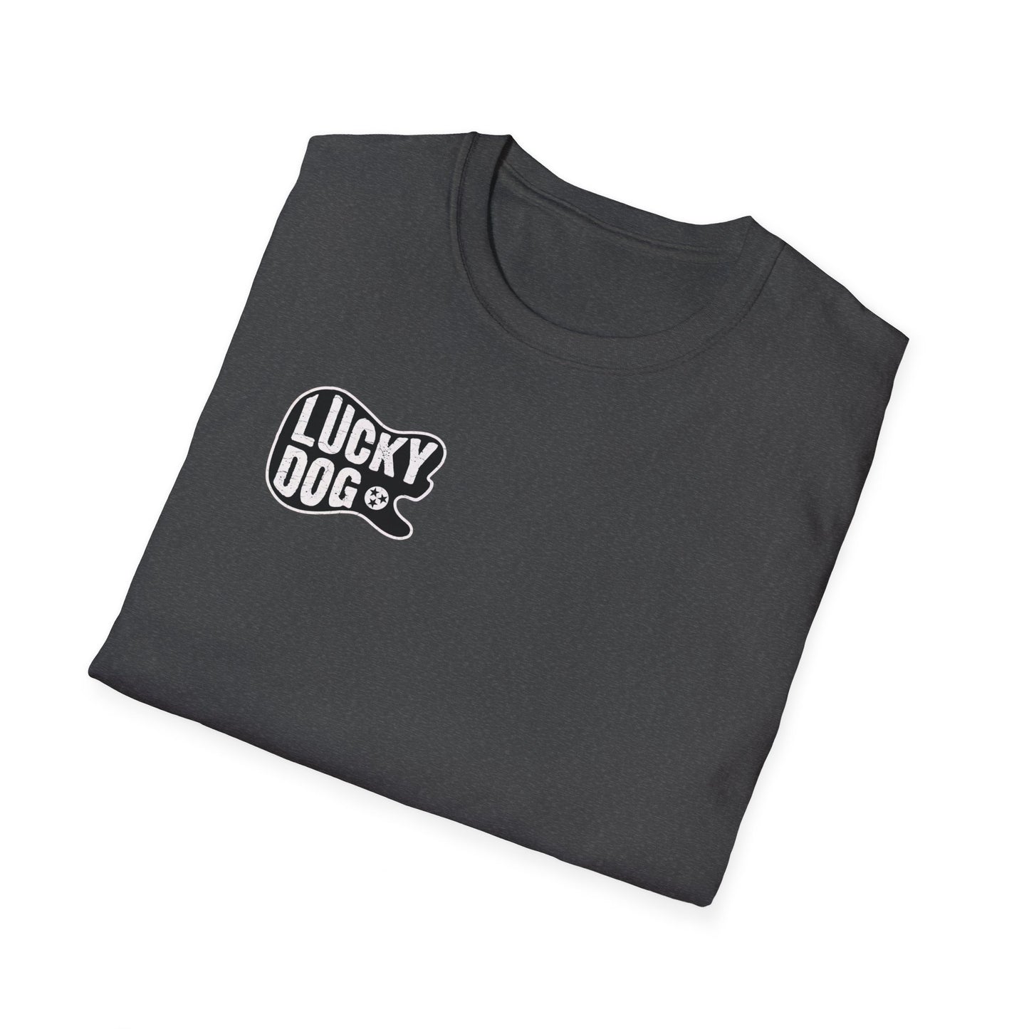 Canada Buyers ONLY- Lucky Dog Guitars Twang Script T-shirt Tennessee Custom Band Concert Foothills Country Music Big Foot Camping Bluegrass