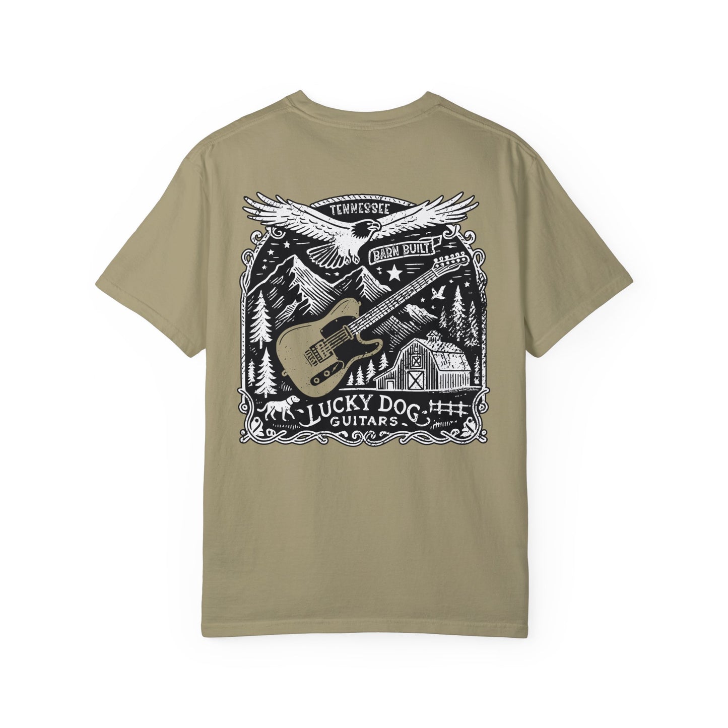 Lucky Dog 2024 Premium Comfort Colors Barn Built Eagle Tee Mountain Hollow Guitars Barn Honky Tonk T-shirt Tennessee USA