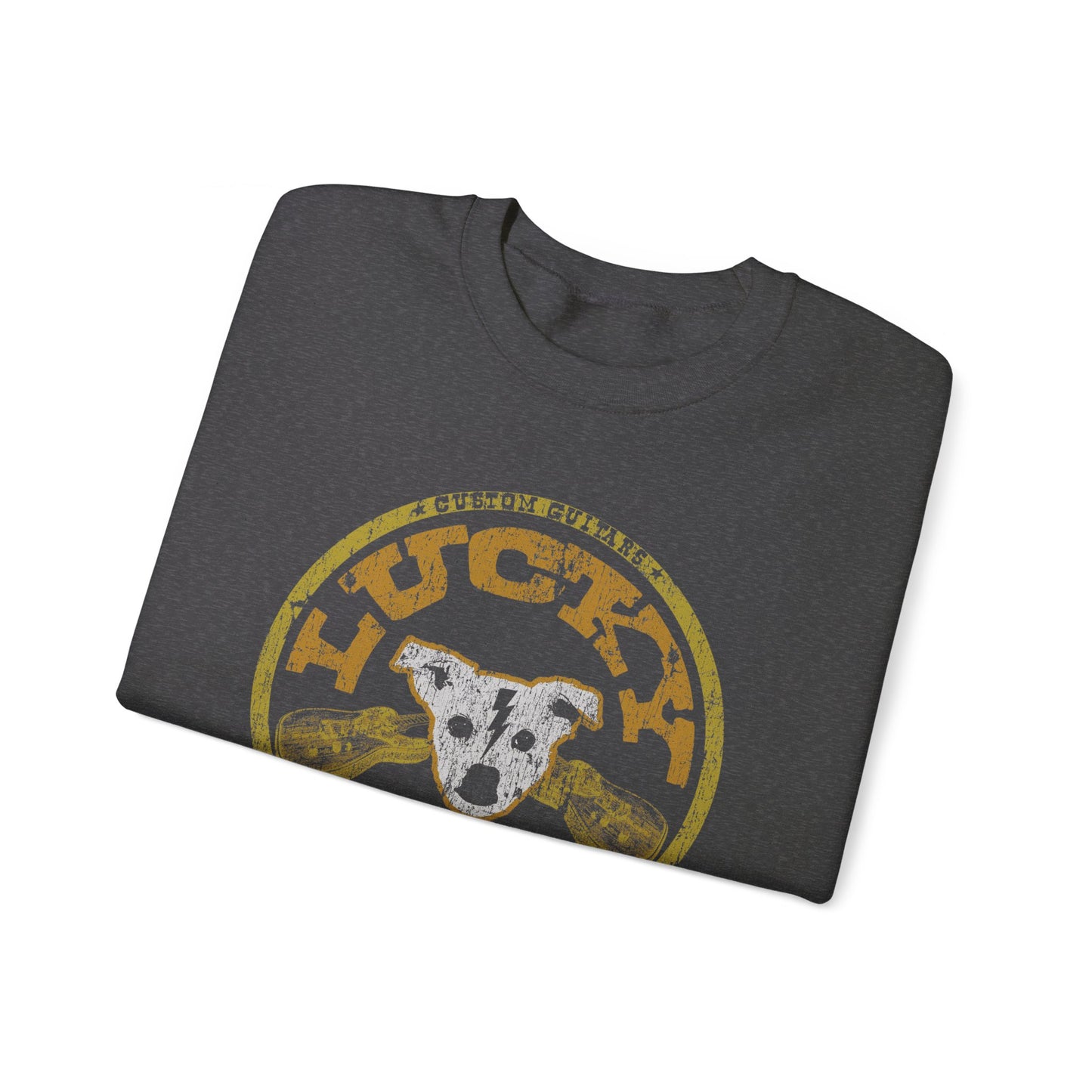 UK Buyers ONLY- Lucky Dog Guitars Dog-Head Logo Sweatshirt - Heavy blend crewneck. Tennessee America Guitar Company Country Music USA