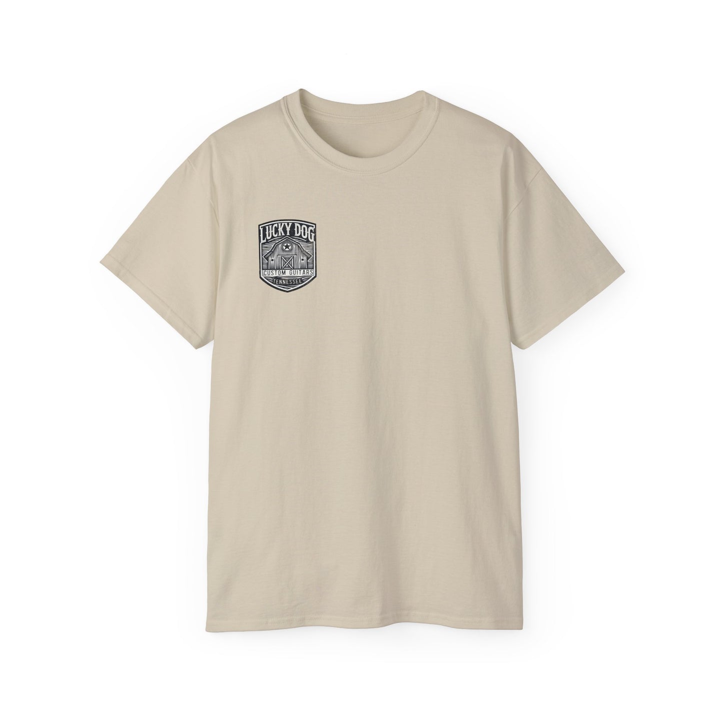 Lucky Dog Guitars 2024 BACK print Barn Built Eagle T-shirt Tennessee Custom Band Country Music Election USA