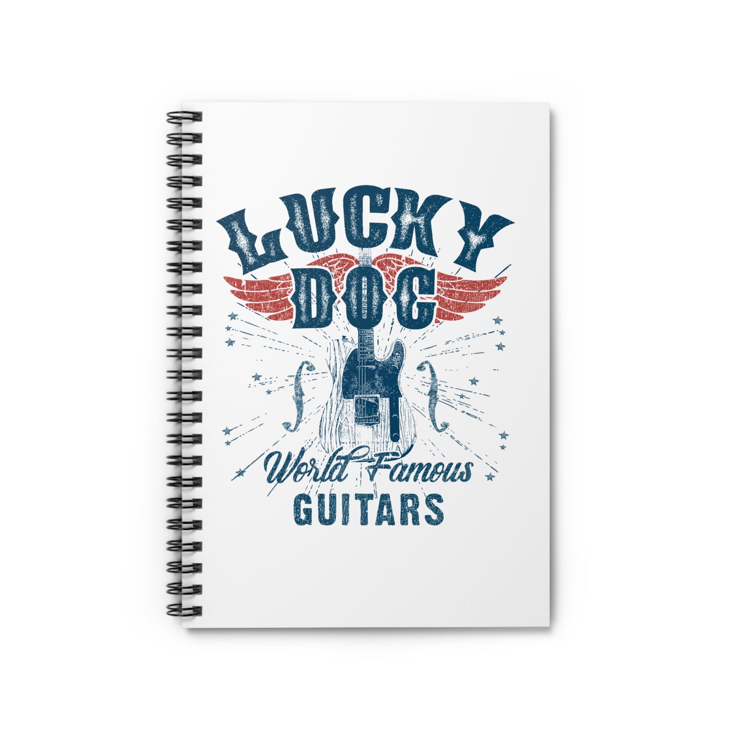 Lucky Dog Custom Guitars - 118 Page Spiral notebook - Great for songwriting, gigs, or anything else. Approximate 8" by 5" medium size