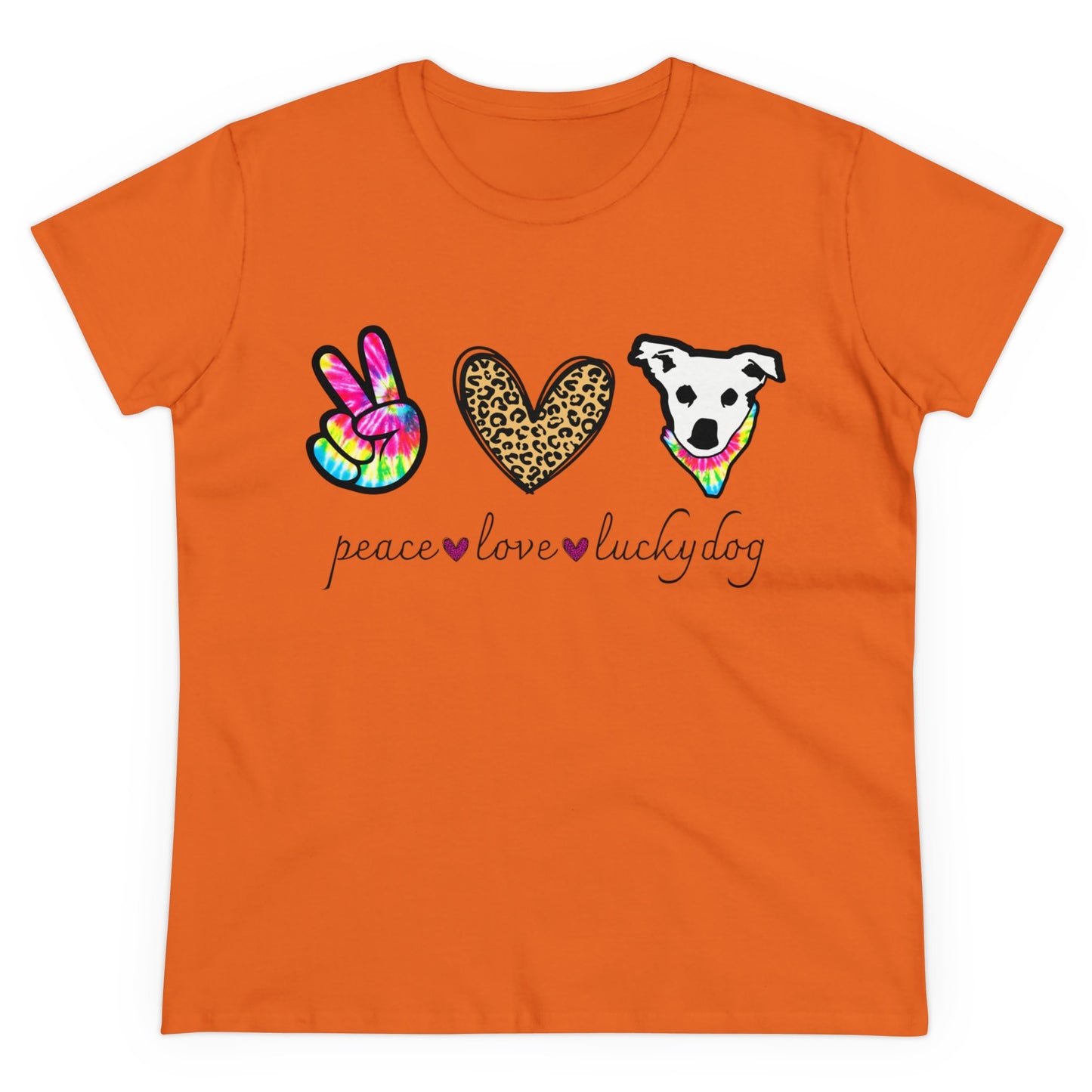 Lucky Dog Guitars - Ladies T - Peace Love & Lucky Dog - Girls Womens Cut Semi-Fitted T-shirt Tee USA