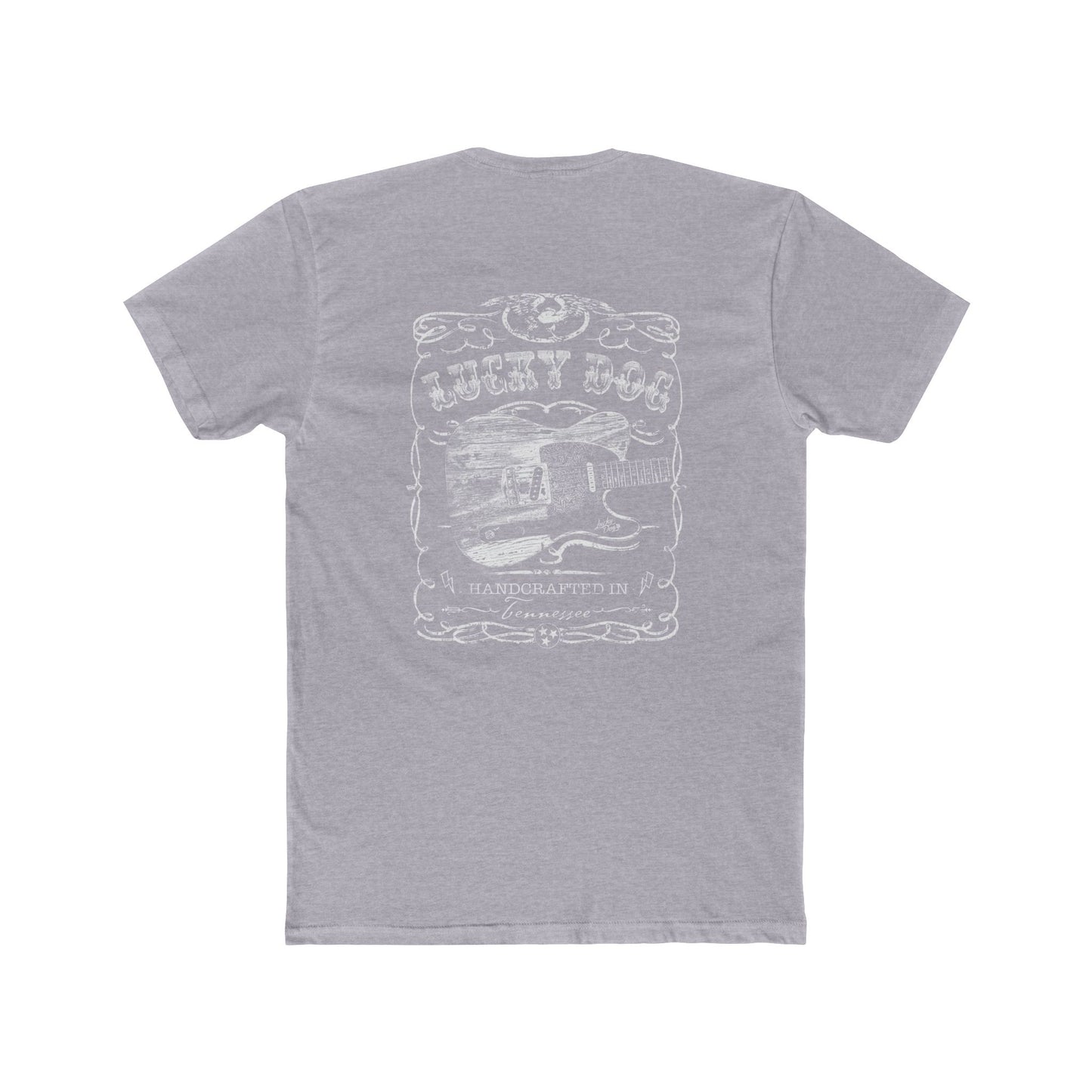 Lucky Dog Custom Guitars Eagle Label T-shirt black Guitar Telecaster Ratrod Lightning Greaser Rock-n-Roll flag USA Nashville USA