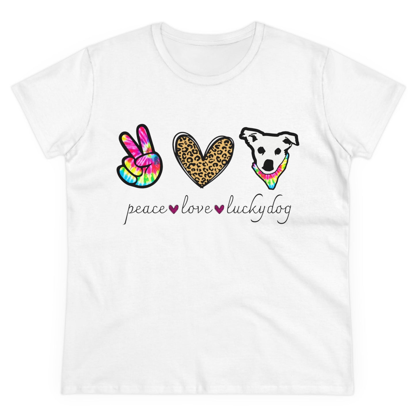 Lucky Dog Guitars - Ladies T - Peace Love & Lucky Dog - Girls Womens Cut Semi-Fitted T-shirt Tee USA