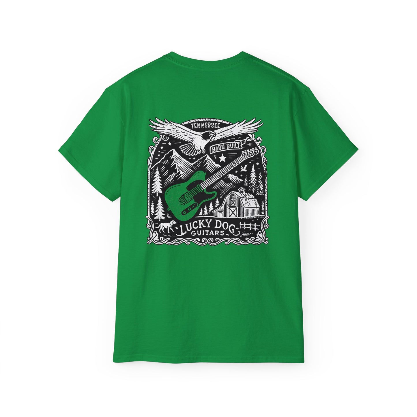 Lucky Dog Guitars 2024 BACK print Barn Built Eagle T-shirt Tennessee Custom Band Country Music Election USA