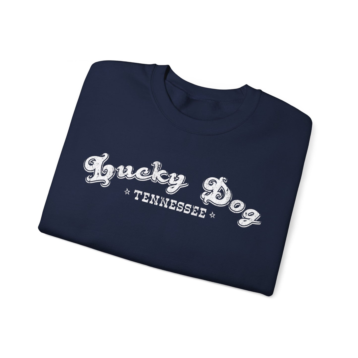 Lucky Dog Guitars Retro Logo Sweatshirt - Heavy blend crewneck. Tennessee America Guitar Company Country Music USA