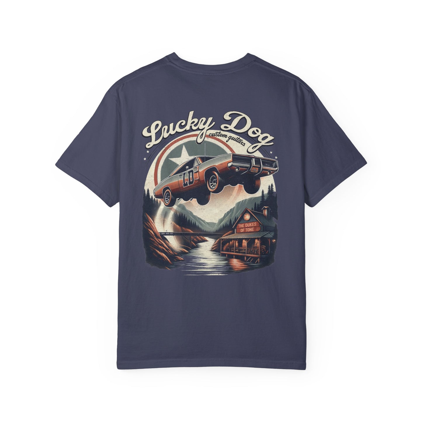 Lucky Dog 2024 Premium Comfort Colors Duke Boys Parody Tee Mountain Hollow Guitars Barn Honky Tonk T-shirt Tennessee Hazzard USA