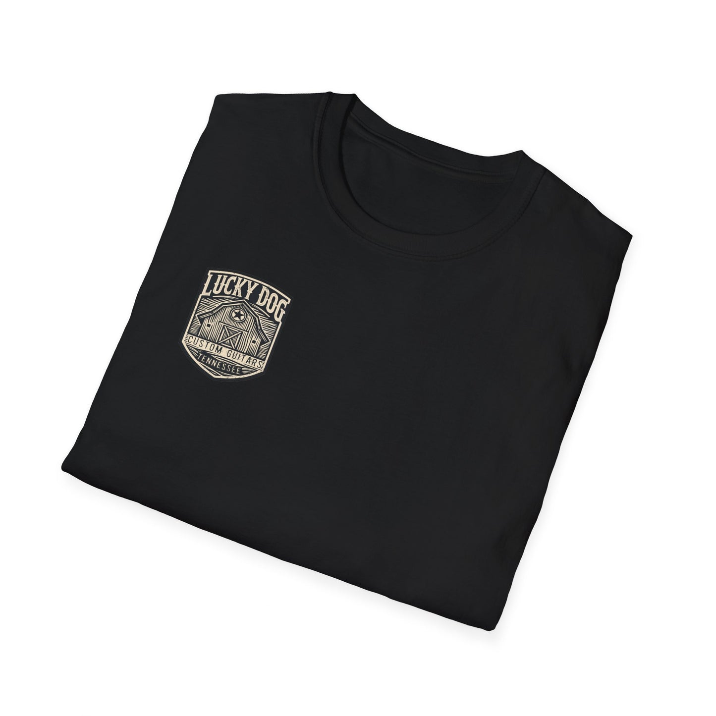 Canada buyers only-Lucky Dog Guitars "Barn Built" Tennessee T-shirt Mountain Hollow moon outdoors vintage Ford pickup truck custom guitar