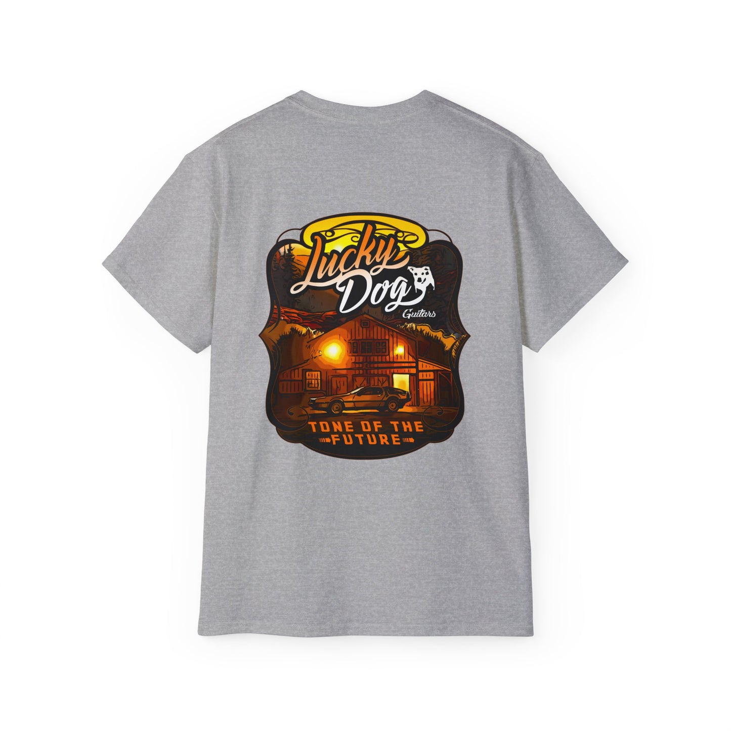 Lucky Dog Guitars Tone of The Future Rock-n-Roll T-shirt Delorean Guitar Vintage Back To Country Outlaw Nashville TN Tennessee Mcfly USA