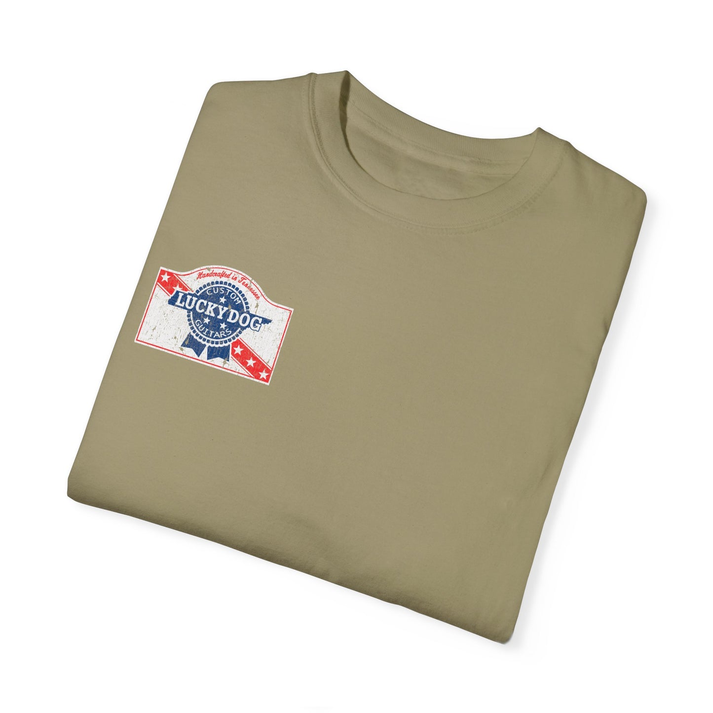 Lucky Dog 2024 Premium Comfort Colors Blue Ribbon Grin Stars Stripes Guitars Rockabilly Honky Tonk T-shirt Tennessee USA