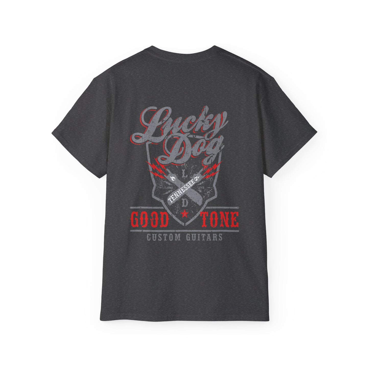 Lucky Dog Guitar Good Tone (BACK PRINT) Shirt Retro 80's Guitars Biker Outlaw Rockabilly Country Music Vintage USA