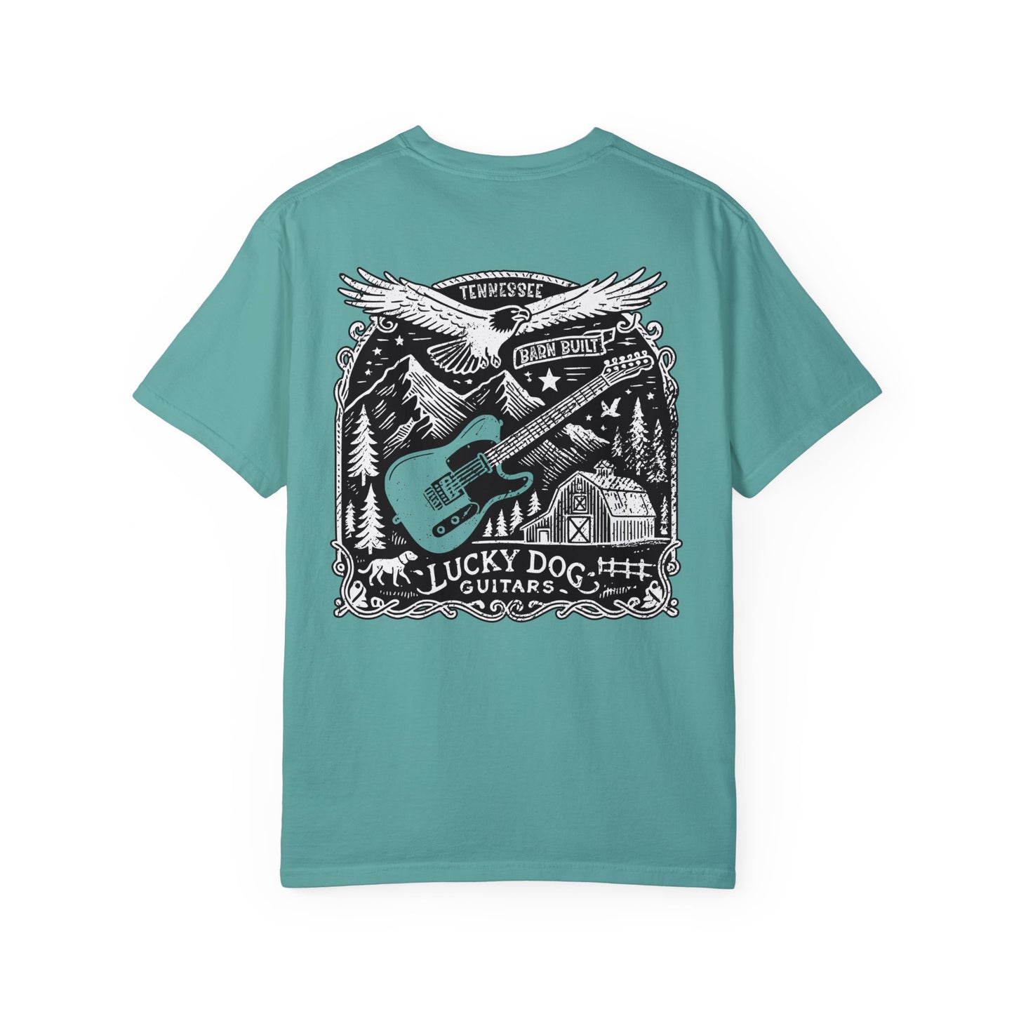 Lucky Dog 2024 Premium Comfort Colors Barn Built Eagle Tee Mountain Hollow Guitars Barn Honky Tonk T-shirt Tennessee USA