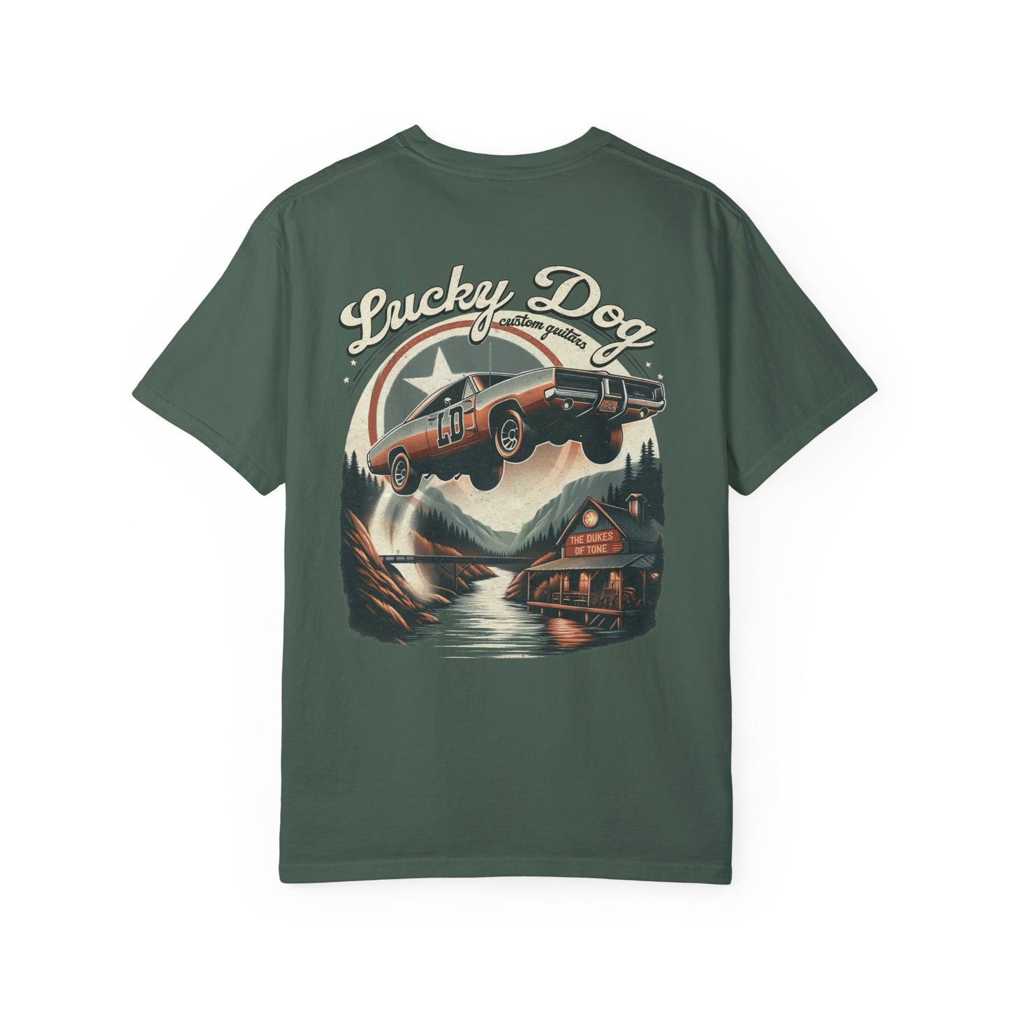 Lucky Dog 2024 Premium Comfort Colors Duke Boys Parody Tee Mountain Hollow Guitars Barn Honky Tonk T-shirt Tennessee Hazzard USA