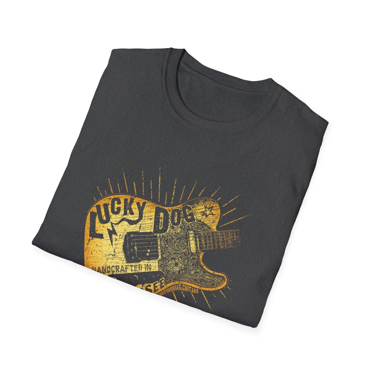 Canada Buyers ONLY- Lucky Dog Guitars T-shirt Butterscotch Blonde Red Keef Keith Richards Vintage Hotrod Country Outlaw Nashville Tennessee