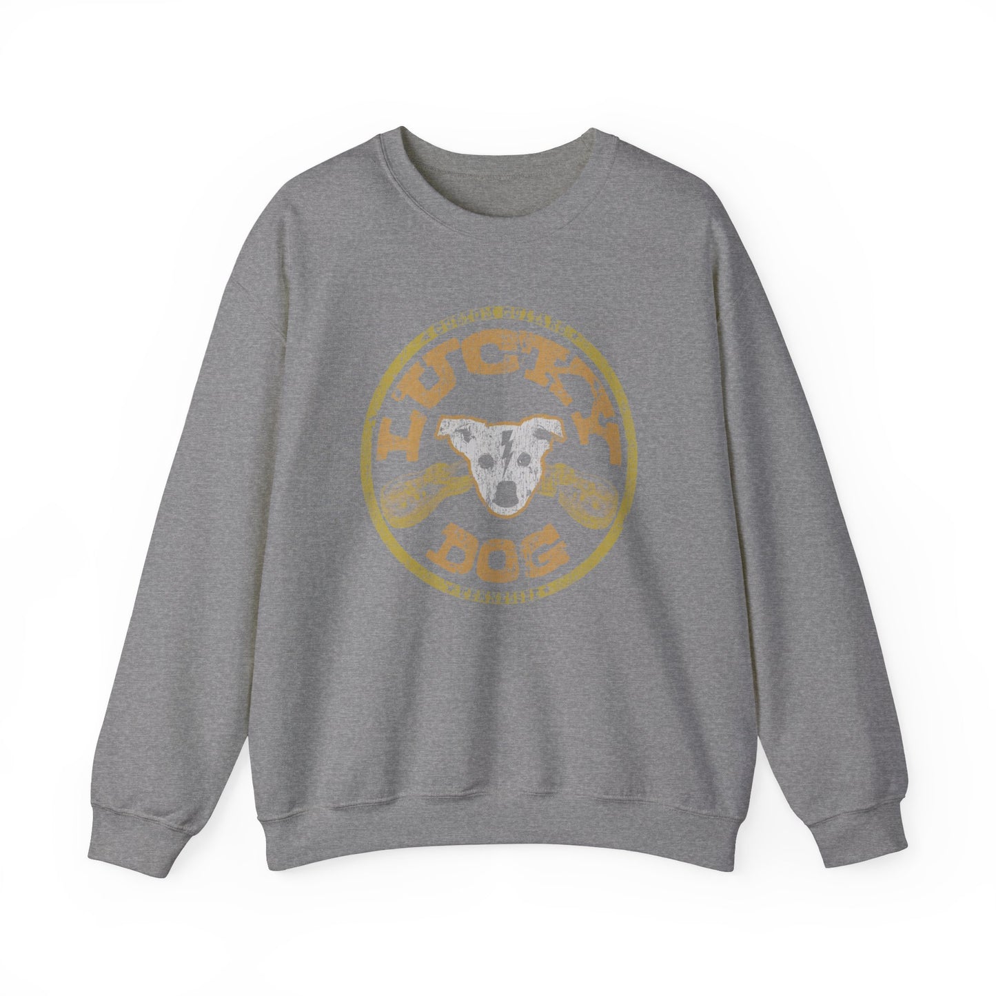UK Buyers ONLY- Lucky Dog Guitars Dog-Head Logo Sweatshirt - Heavy blend crewneck. Tennessee America Guitar Company Country Music USA