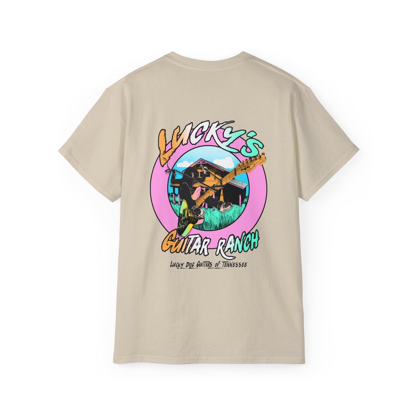 Lucky Dog Guitar Ranch Surf Rodeo Shirt Retro 80's Buckin' Bronco Guitars Beach Country Music Vintage USA