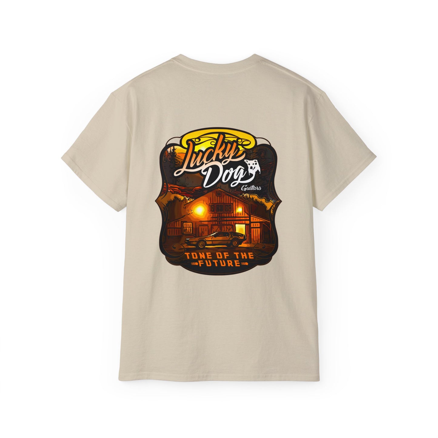 Lucky Dog Guitars Tone of The Future Rock-n-Roll T-shirt Delorean Guitar Vintage Back To Country Outlaw Nashville TN Tennessee Mcfly USA