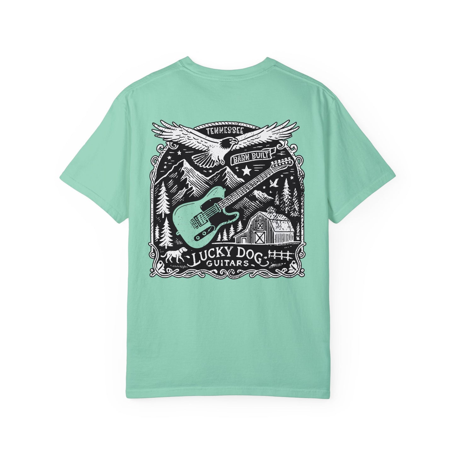 Lucky Dog 2024 Premium Comfort Colors Barn Built Eagle Tee Mountain Hollow Guitars Barn Honky Tonk T-shirt Tennessee USA